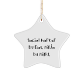 Social Worker Star Ornament, 'Social Worker By Day. Ninja By Night.' Funny Gift from Friends or Family for Christmas - Image 1